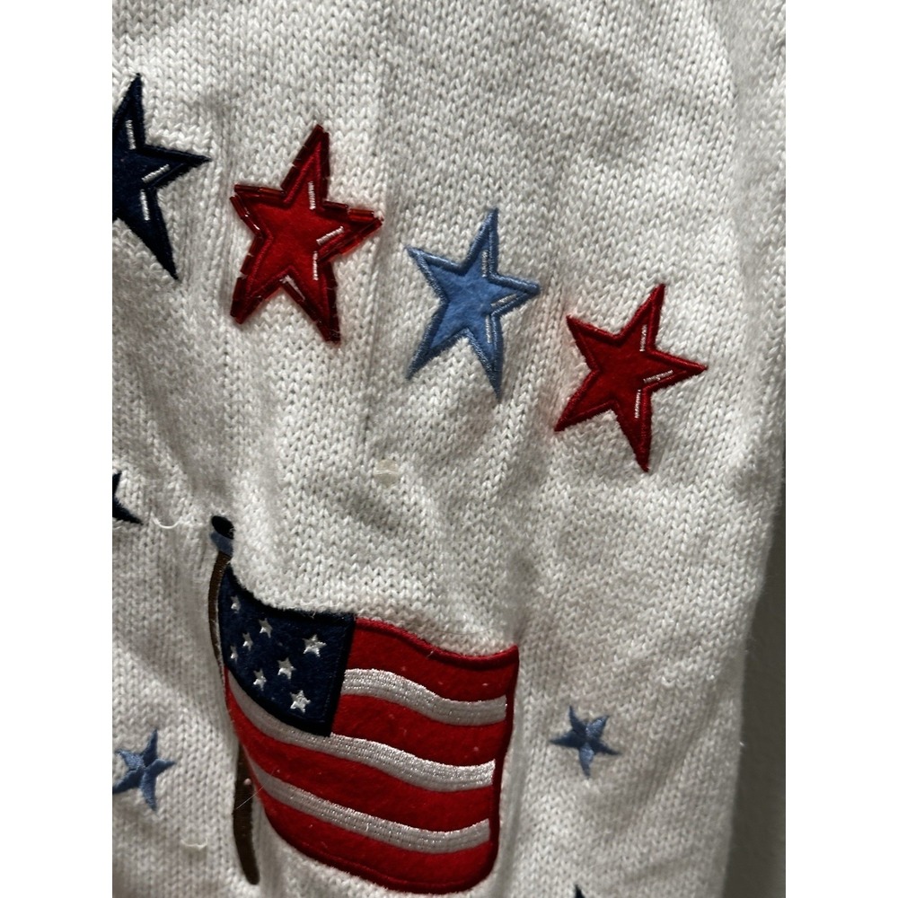Quacker Factory Vtg , USA, America, 4th of July, Quarter Sleeve Sweater Knit Top - Picture 2 of 9